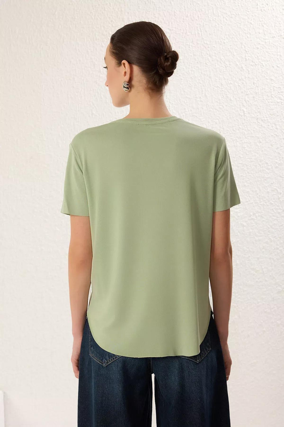 Green Modal Fabric Oversize T-Shirt, , large image number 4