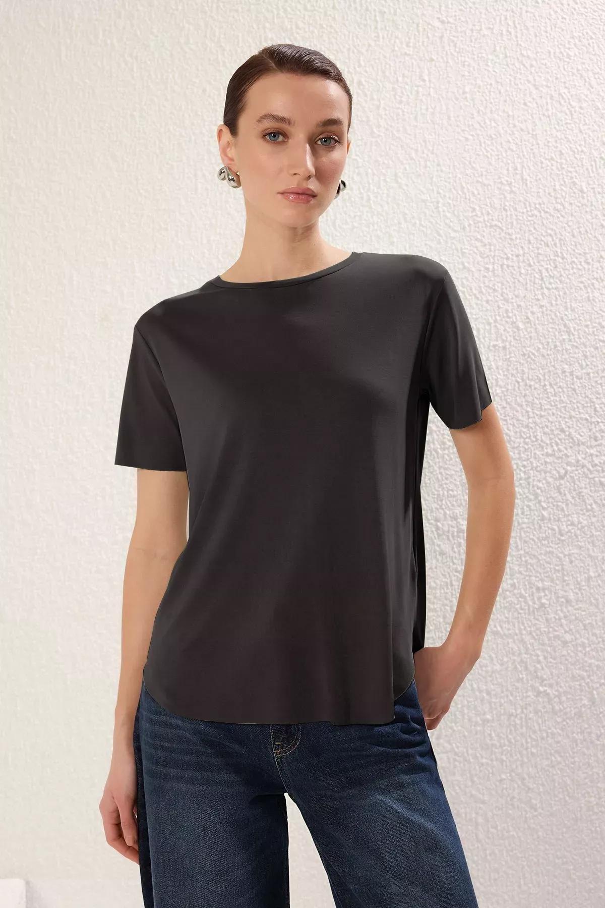 Grey Modal Fabric Oversize T-Shirt, , large image number 0