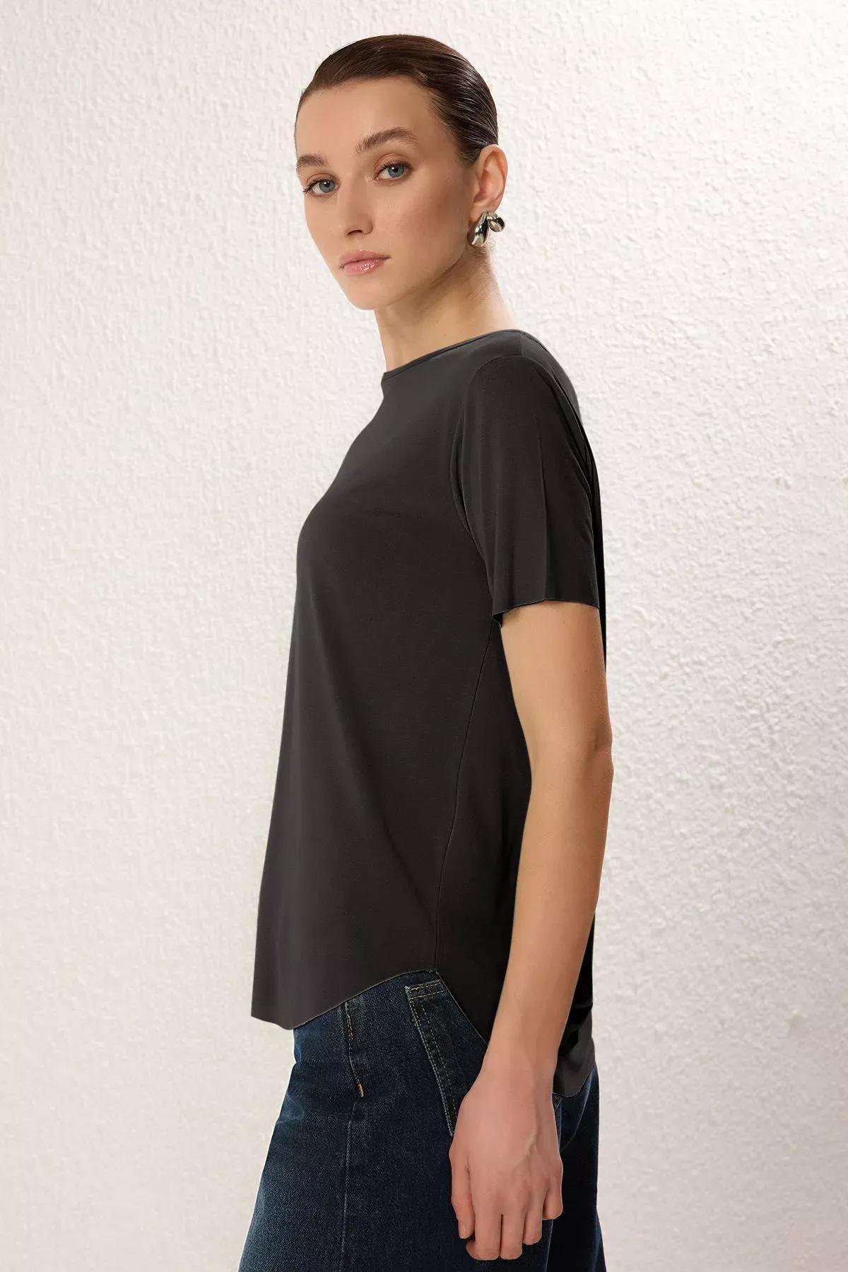 Grey Modal Fabric Oversize T-Shirt, , large image number 1
