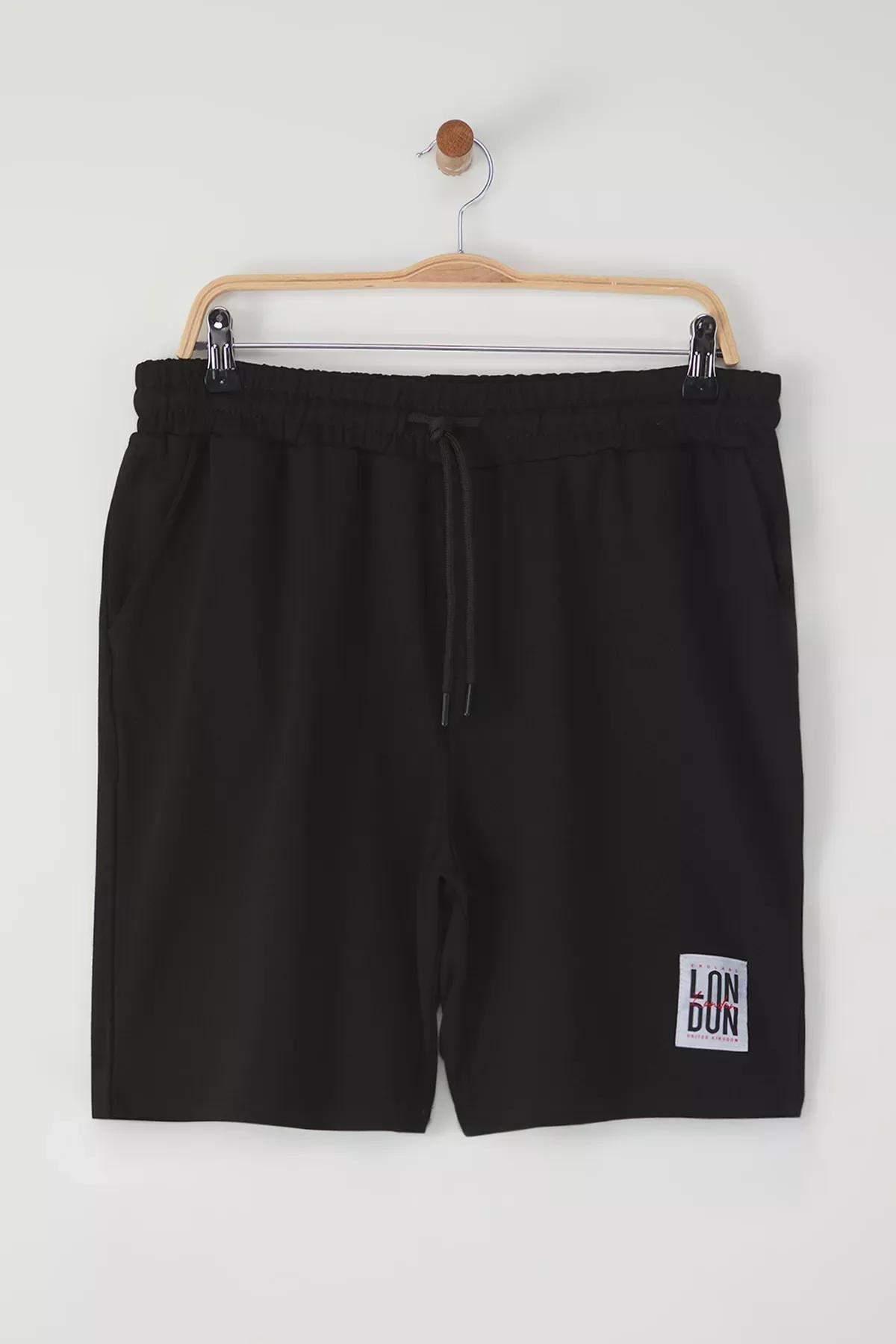 Black London Textured Bermuda Shorts, BLACK, large image number 4