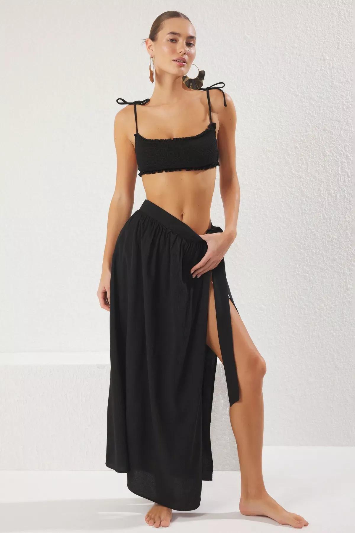 Black Tied Wraparound Dress, , large image number 1