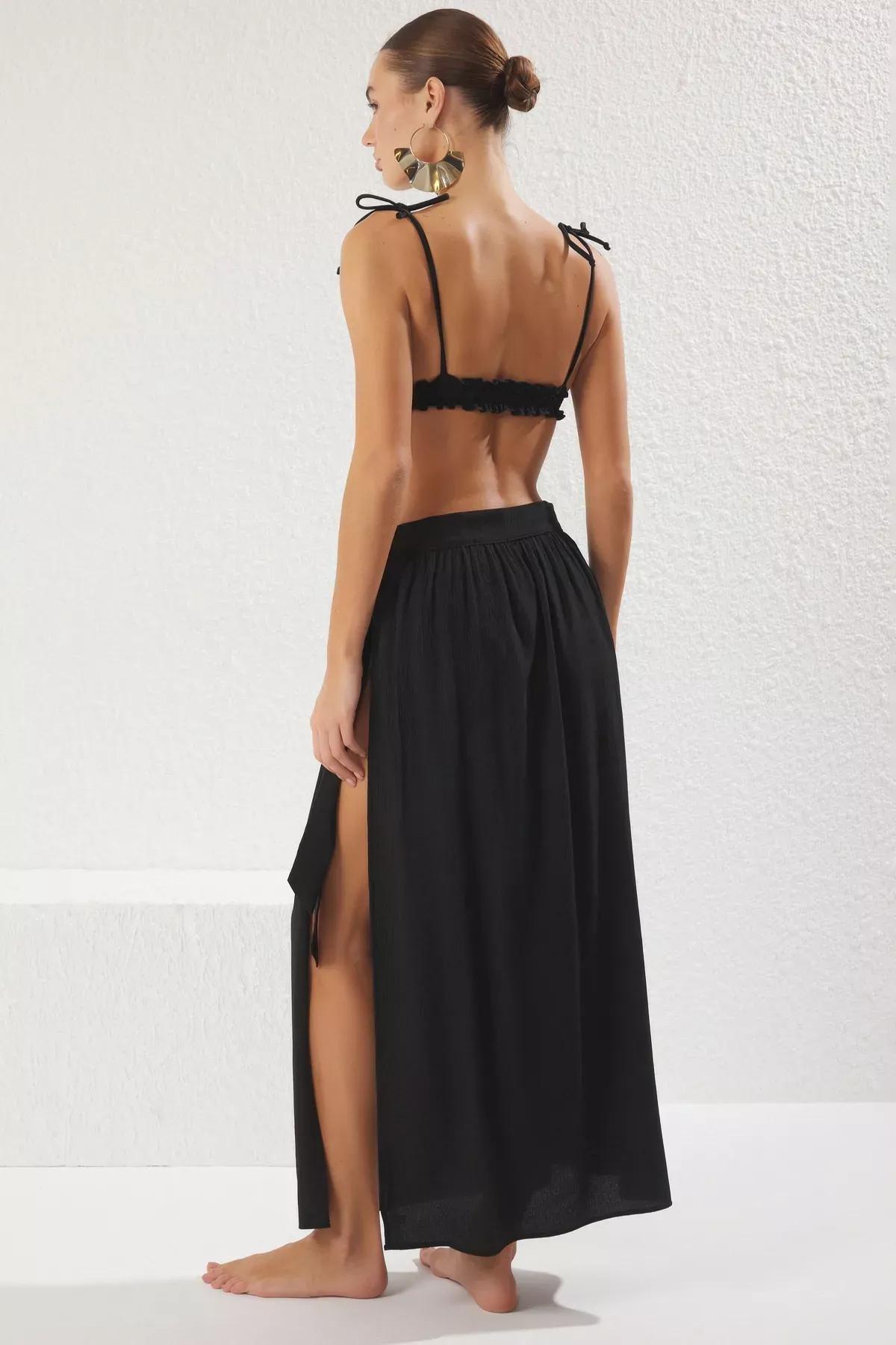 Black Tied Wraparound Dress, , large image number 3