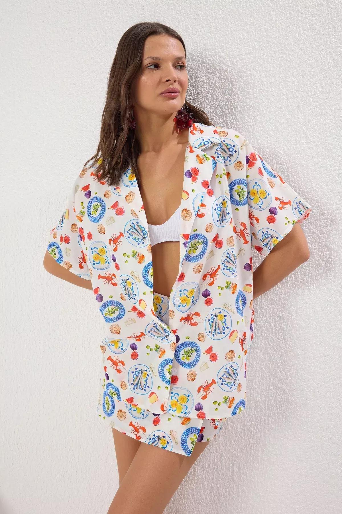 White Patterned Weaving Co-Ord Set, Very colorful, large image number 2