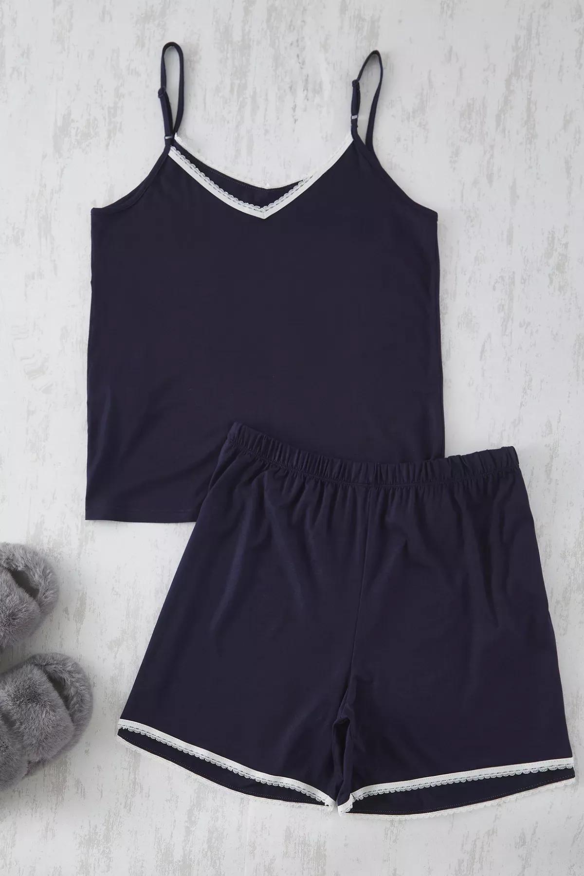 Blue  Lace Pajama Set, Navy blue, large image number 4