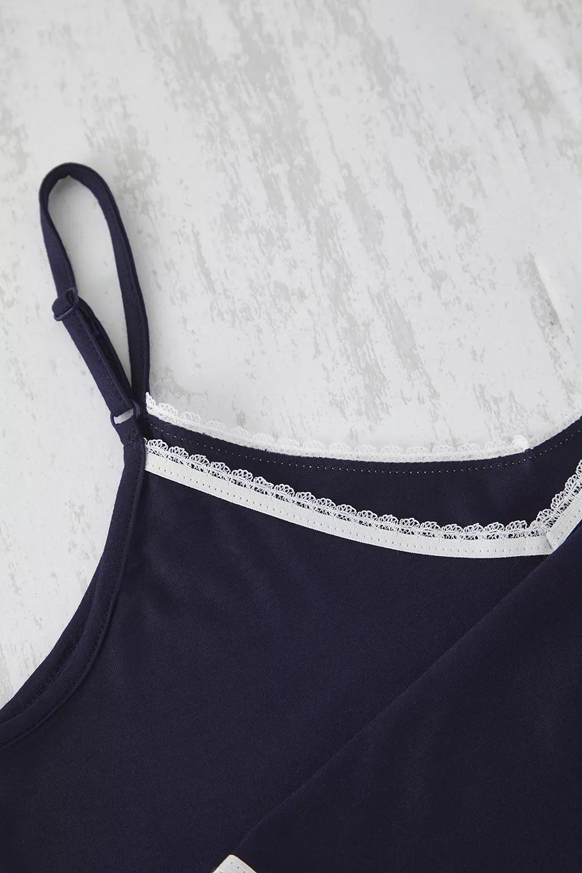 Blue  Lace Pajama Set, Navy blue, large image number 5