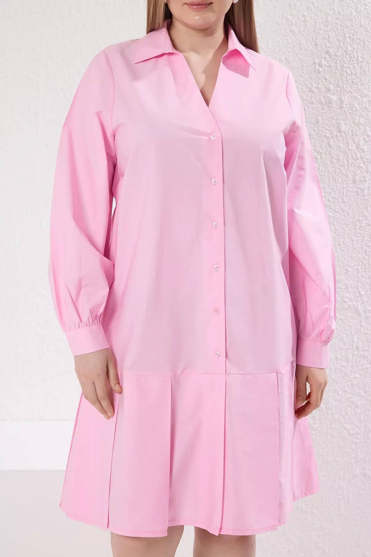 Pink Cotton Mini Shirt Dress, C101_7329, large image number 2