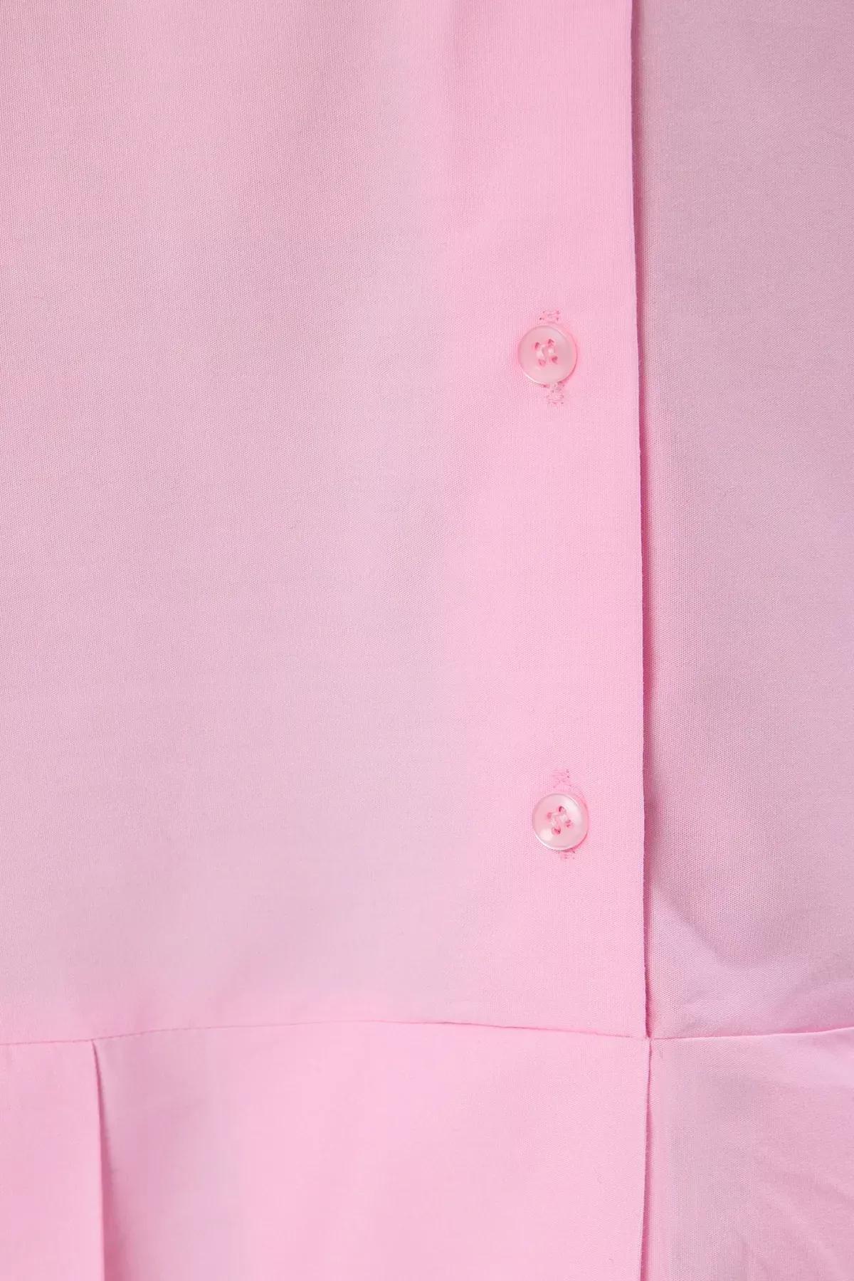 Pink Cotton Mini Shirt Dress, C101_7329, large image number 3