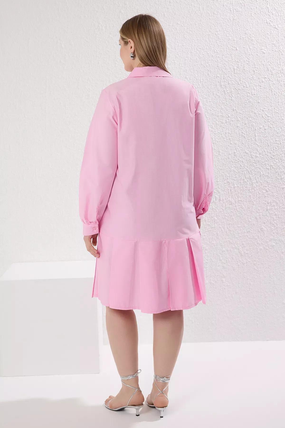Pink Cotton Mini Shirt Dress, C101_7329, large image number 4