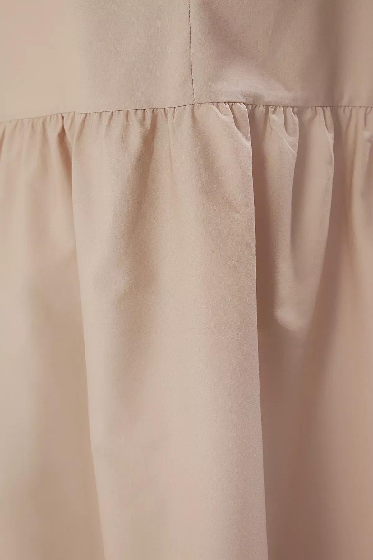 Buttoned Poplin Midi Dress, CAMEL, large image number 4