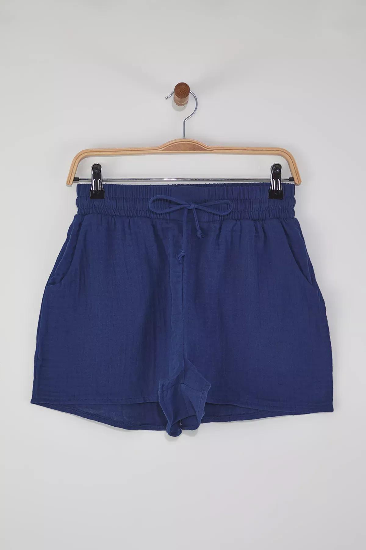 Blue  Muslin Shorts, Navy blue, large image number 4