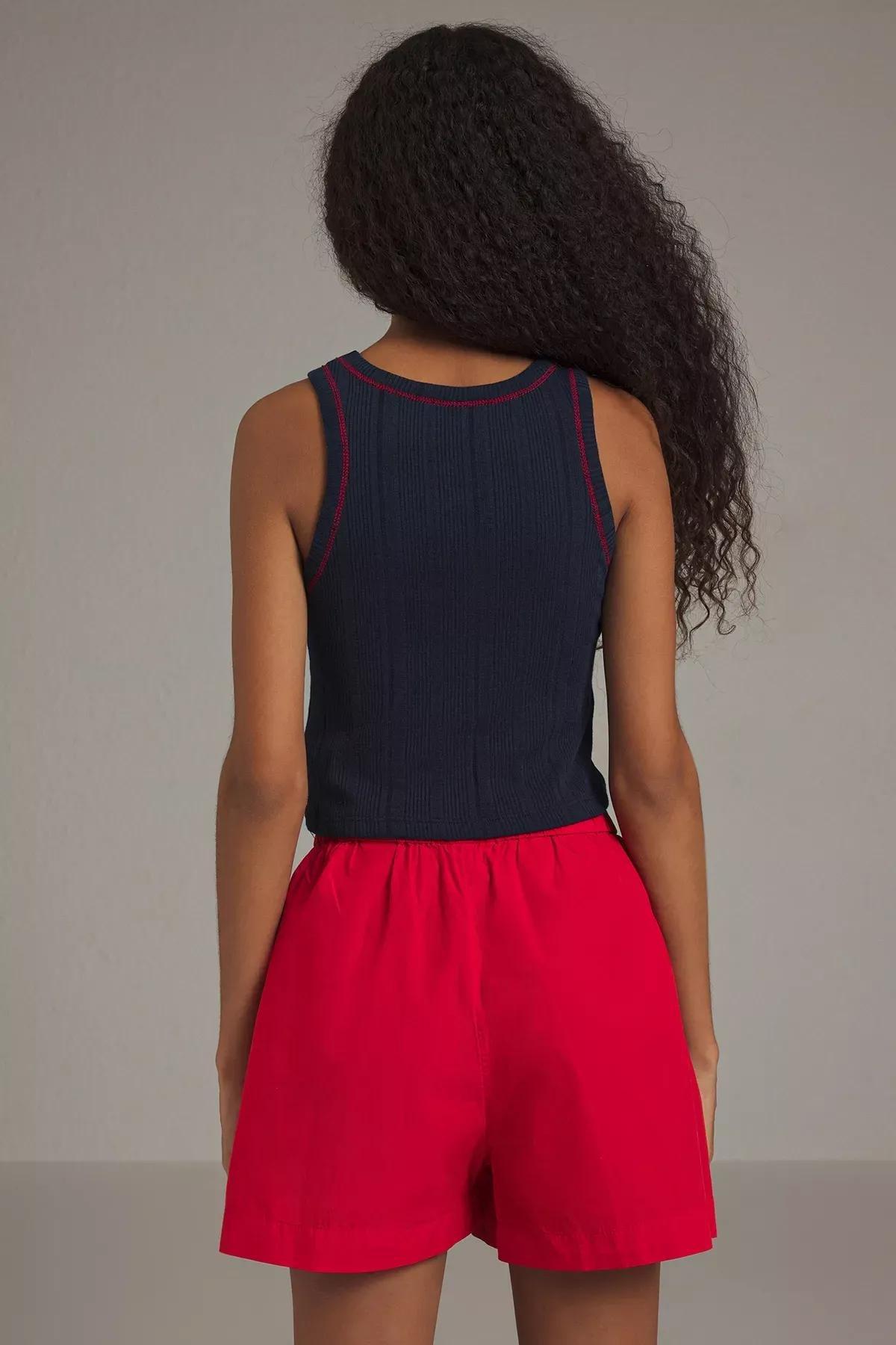 Blue Pointel Textured Crop Tank, , large image number 3