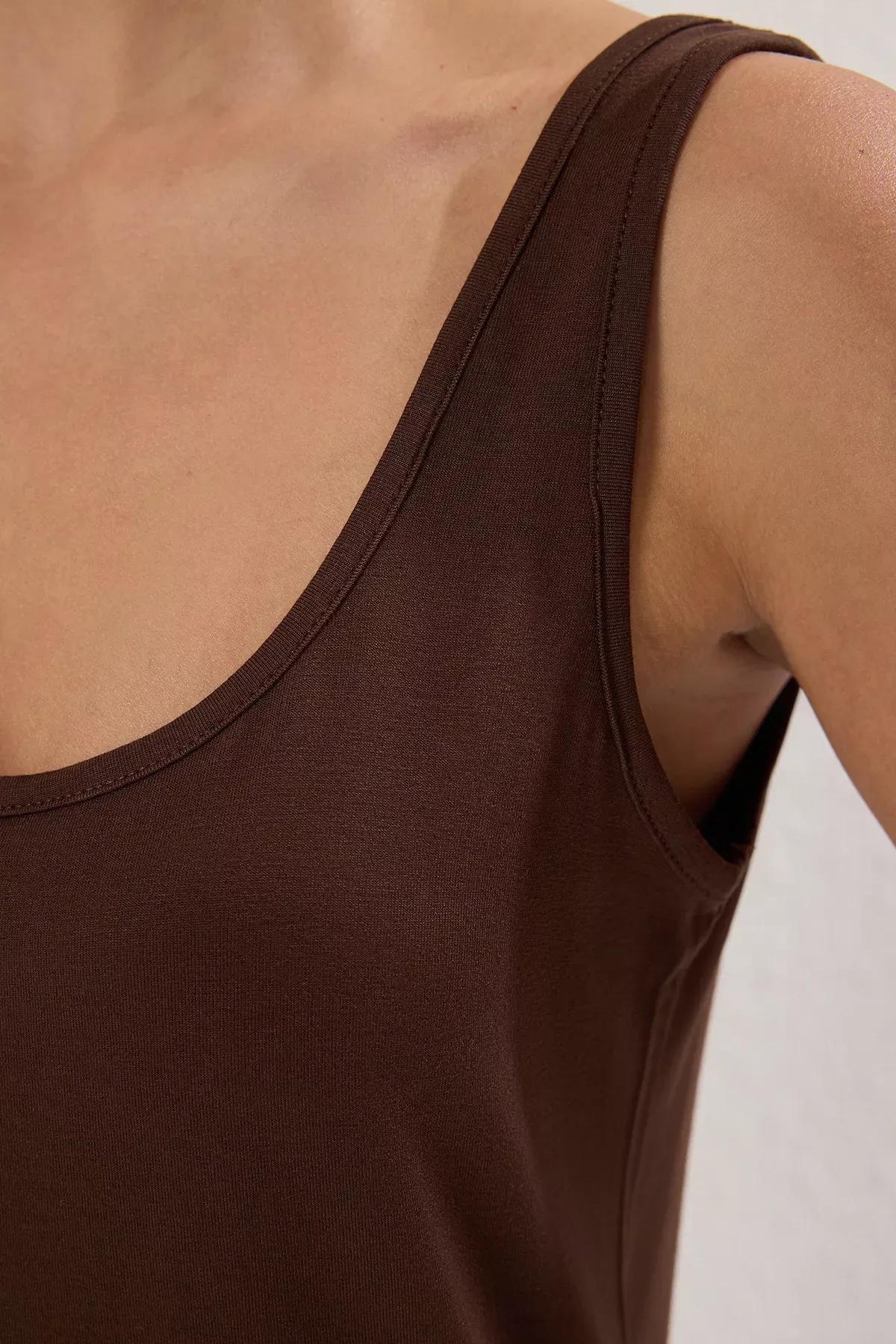 Brown Regular Knitted Undershirt, , large image number 2