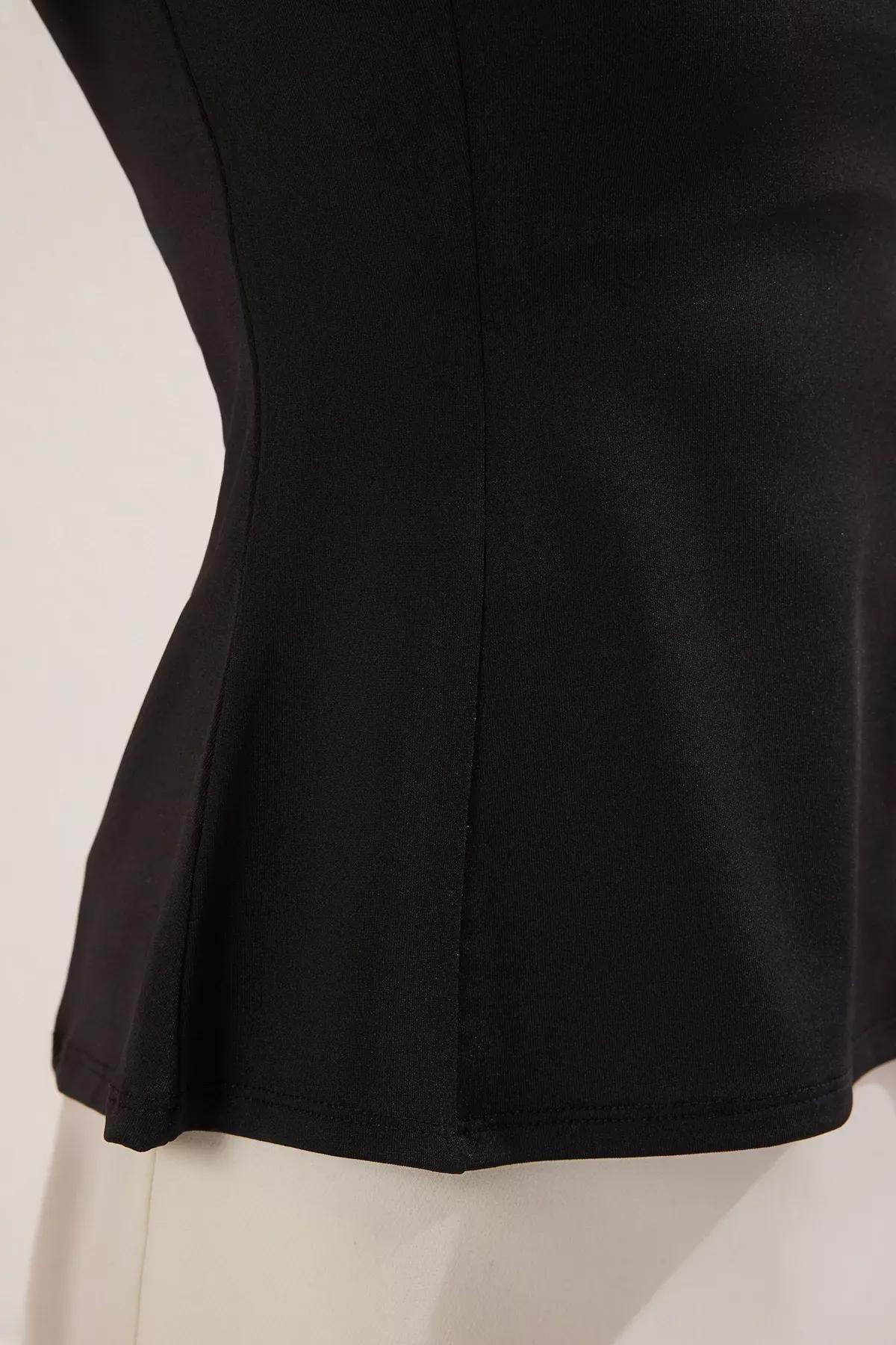 Black PePurple Smoothing Knit Blouse, BLACK, large image number 2