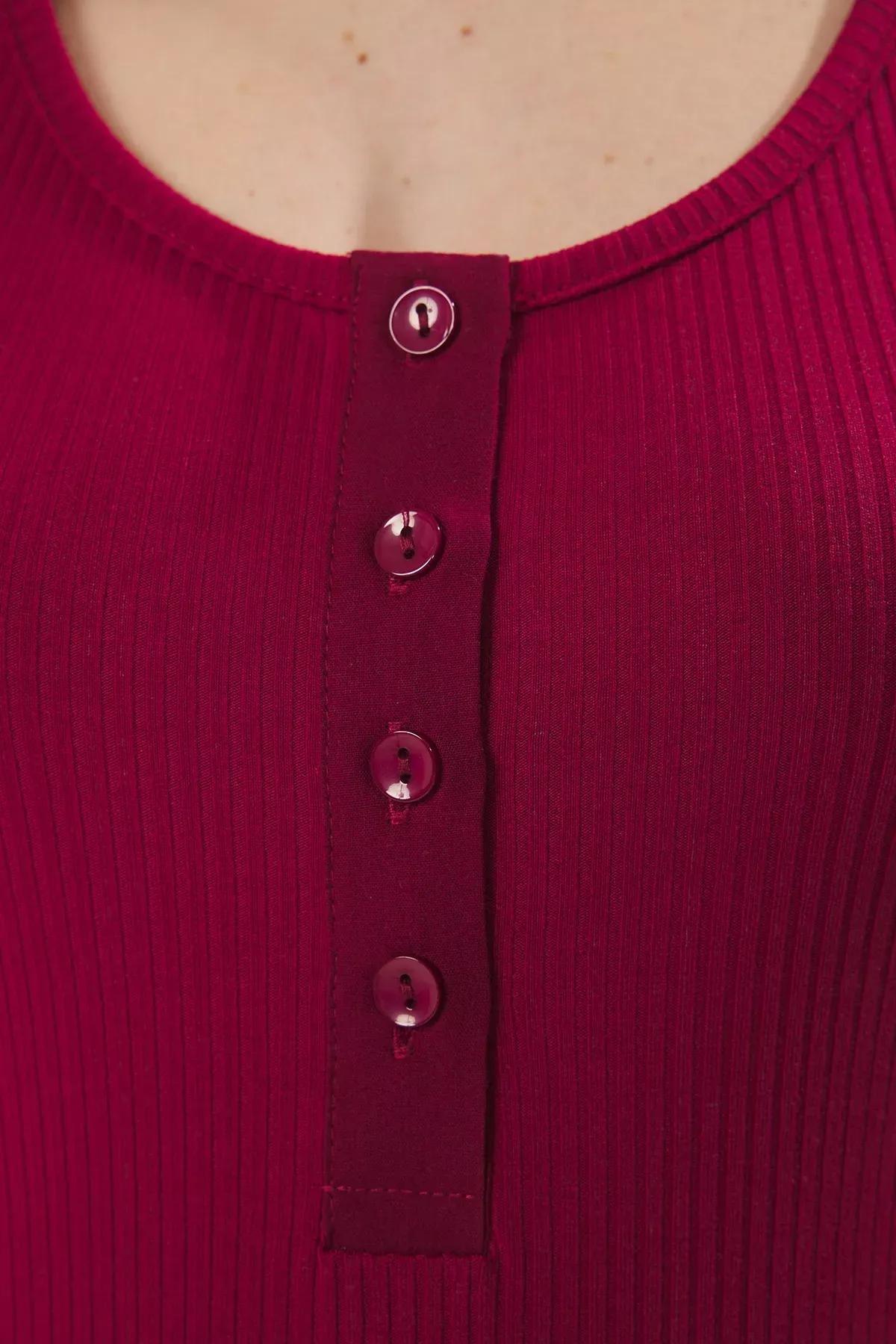 Red Buttoned Knitted Bodysuit, , large image number 2