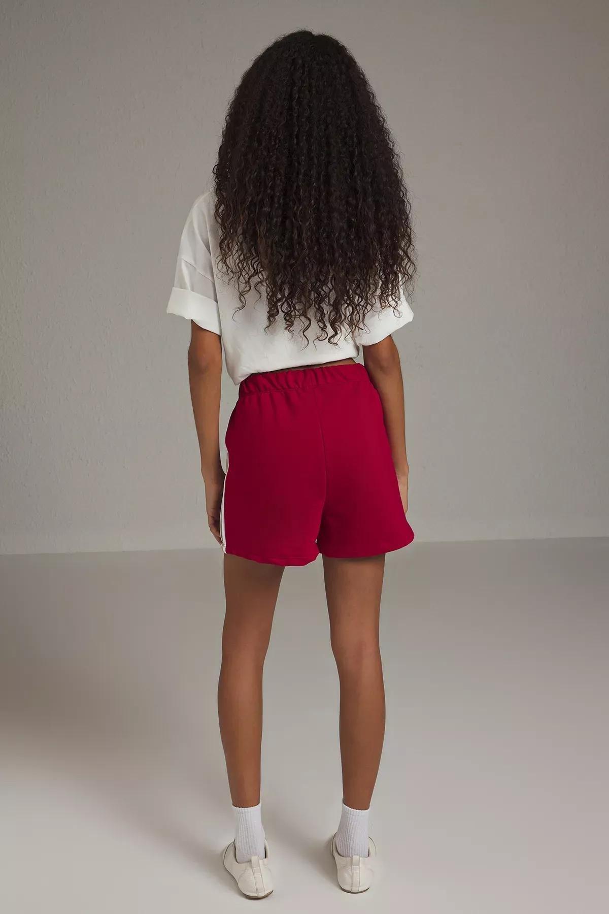 Burgundy Color Block Shorts, Burgundy, large image number 3