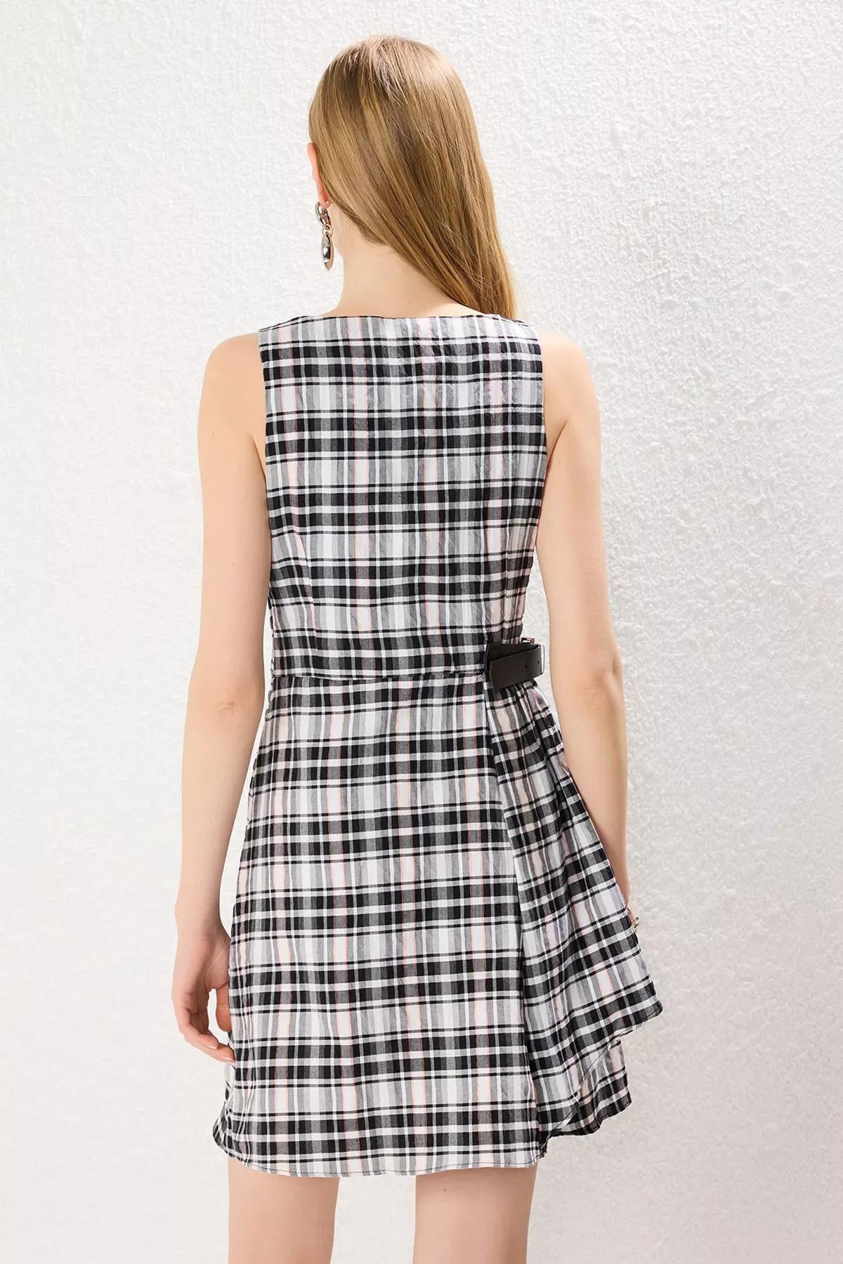 Plaid A-Line Mini Dress, , large image number 3