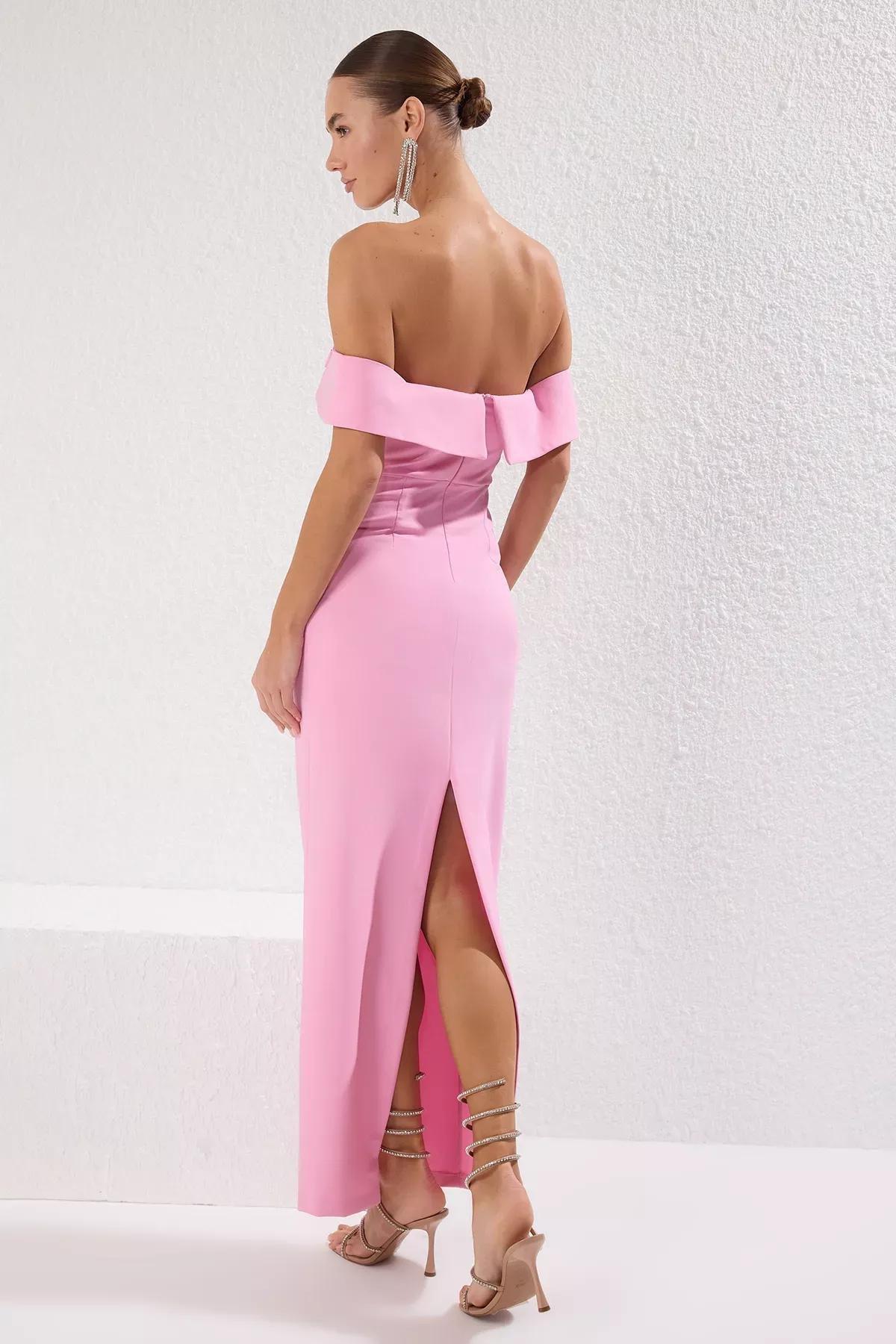 Pink Woven Long Occasionwear Dress, , large image number 1