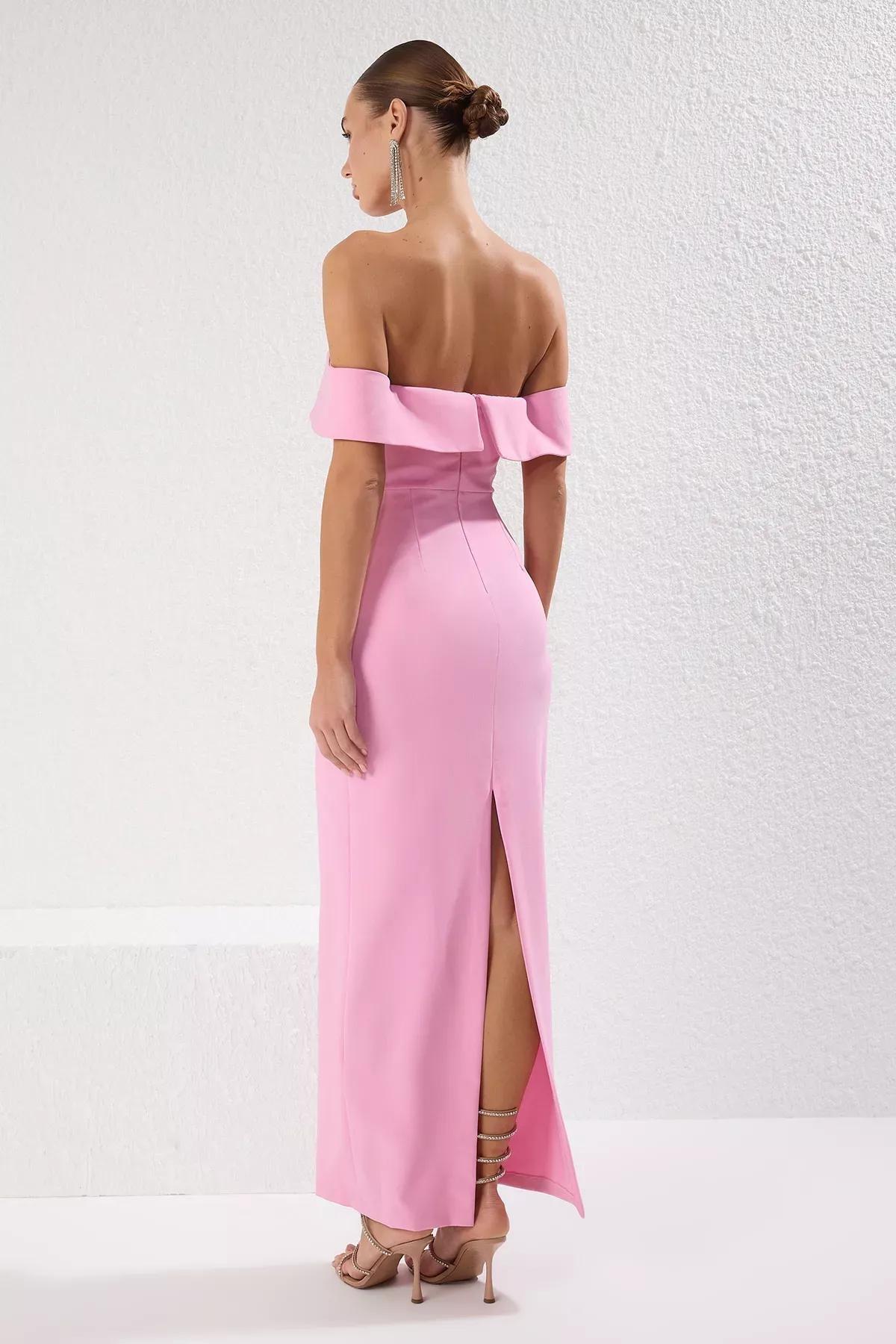 Pink Woven Long Occasionwear Dress, , large image number 3