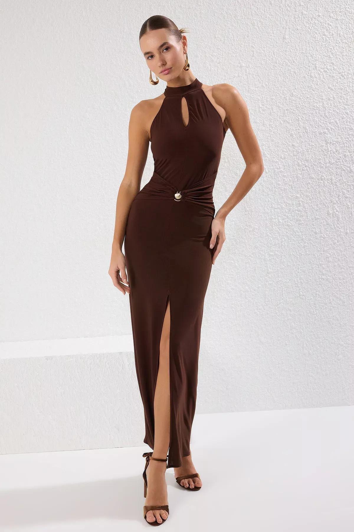 Brown Accessory Occasionwear Dress, Brown, medium