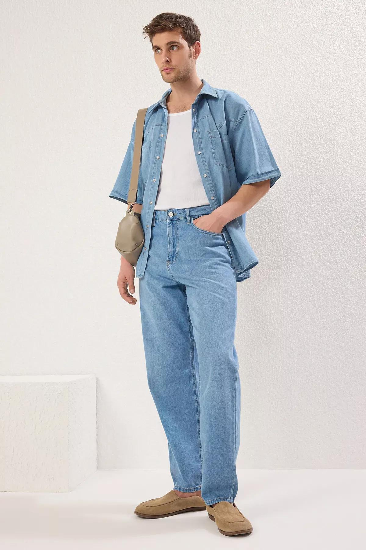 Blue Baggy Fit Jeans, , large image number 0