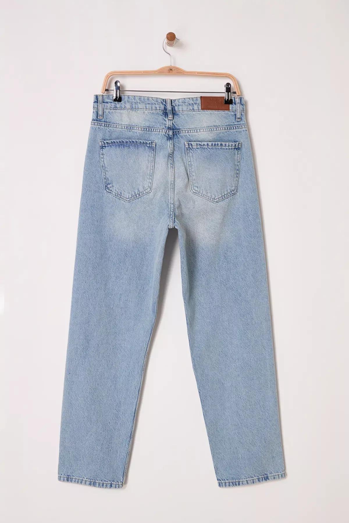 Blue Distressed Baggy Fit Jeans, , large image number 4