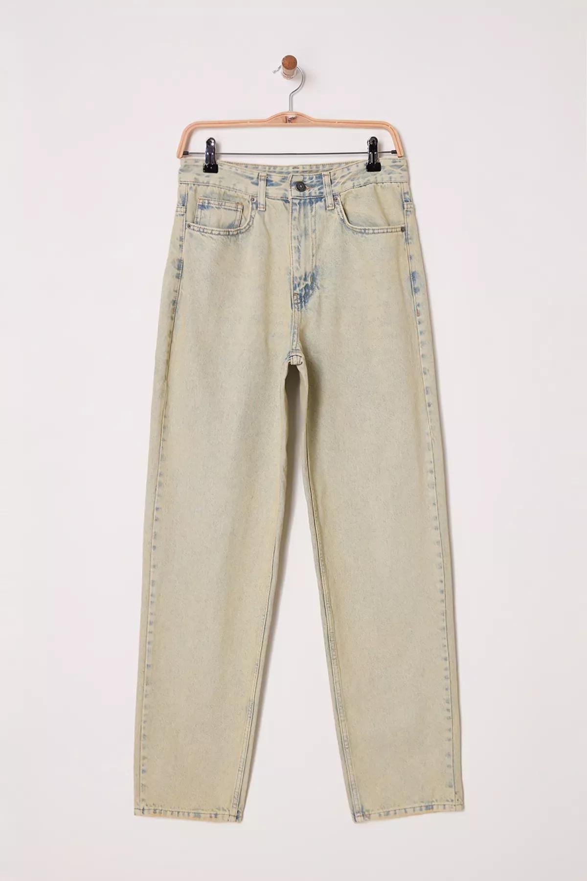 Blue-Green Baggy Loose Denim Trousers, , large image number 0