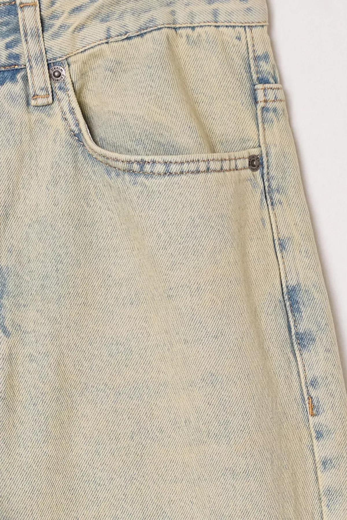 Blue-Green Baggy Loose Denim Trousers, , large image number 2