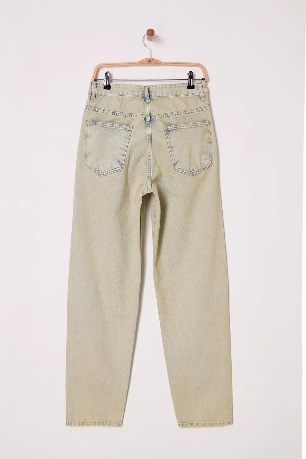 Blue-Green Baggy Loose Denim Trousers, , large image number 3