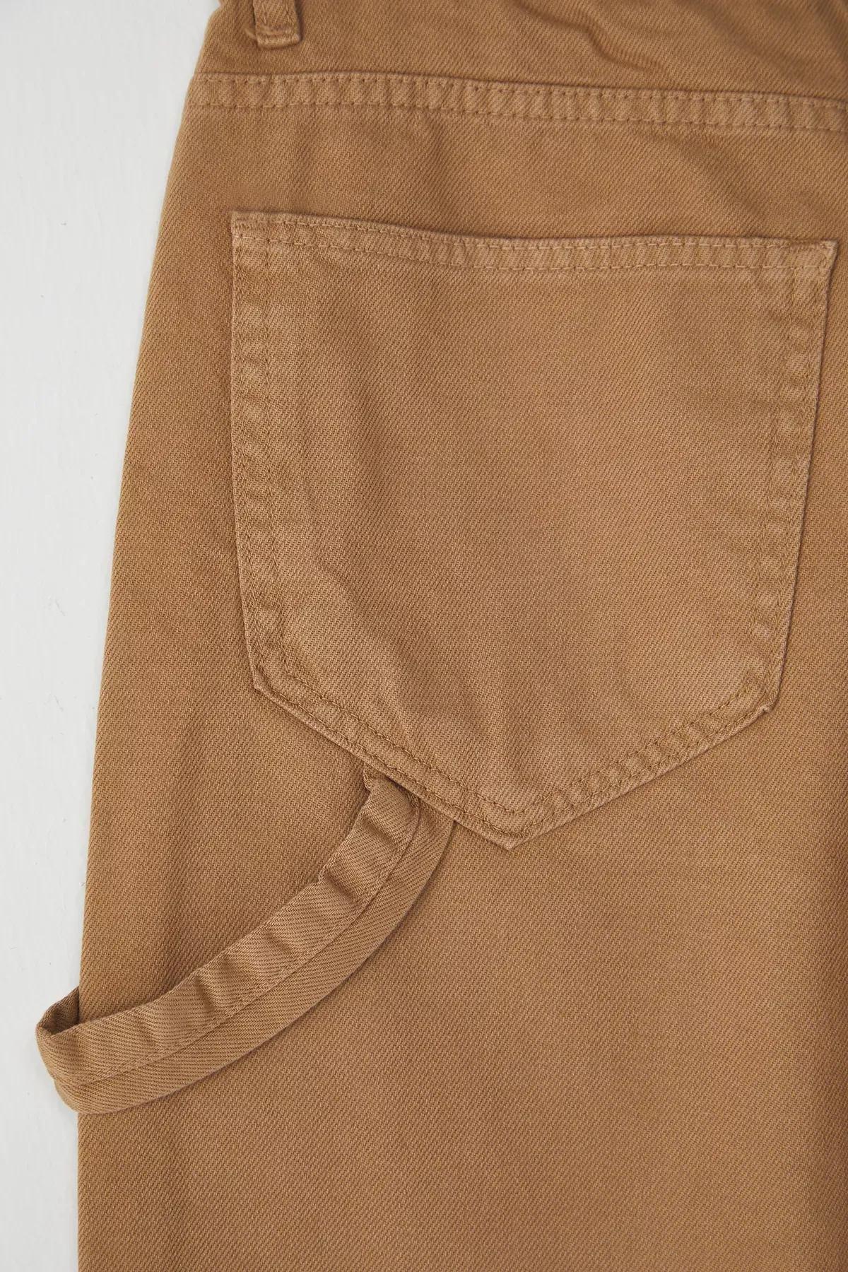 Camel Patchwork Wide Denim Shorts, CAMEL, large image number 5