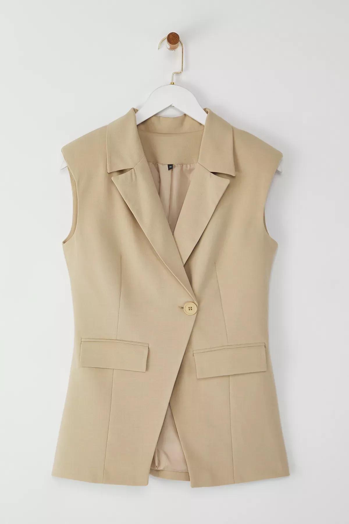 Light Beige Blazer Single Breasted, , large image number 0