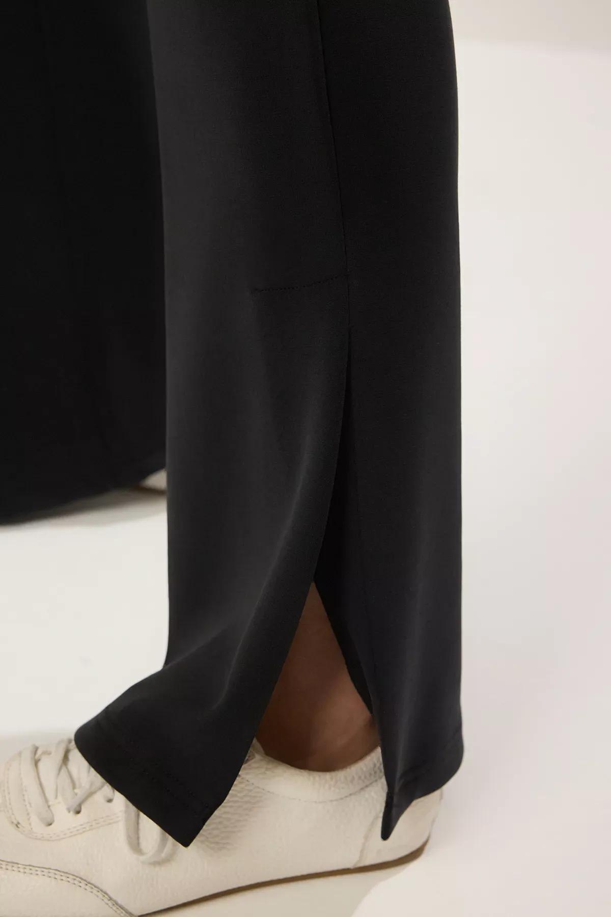 Black Wide Leg Stretch Trousers, BLACK, large image number 2