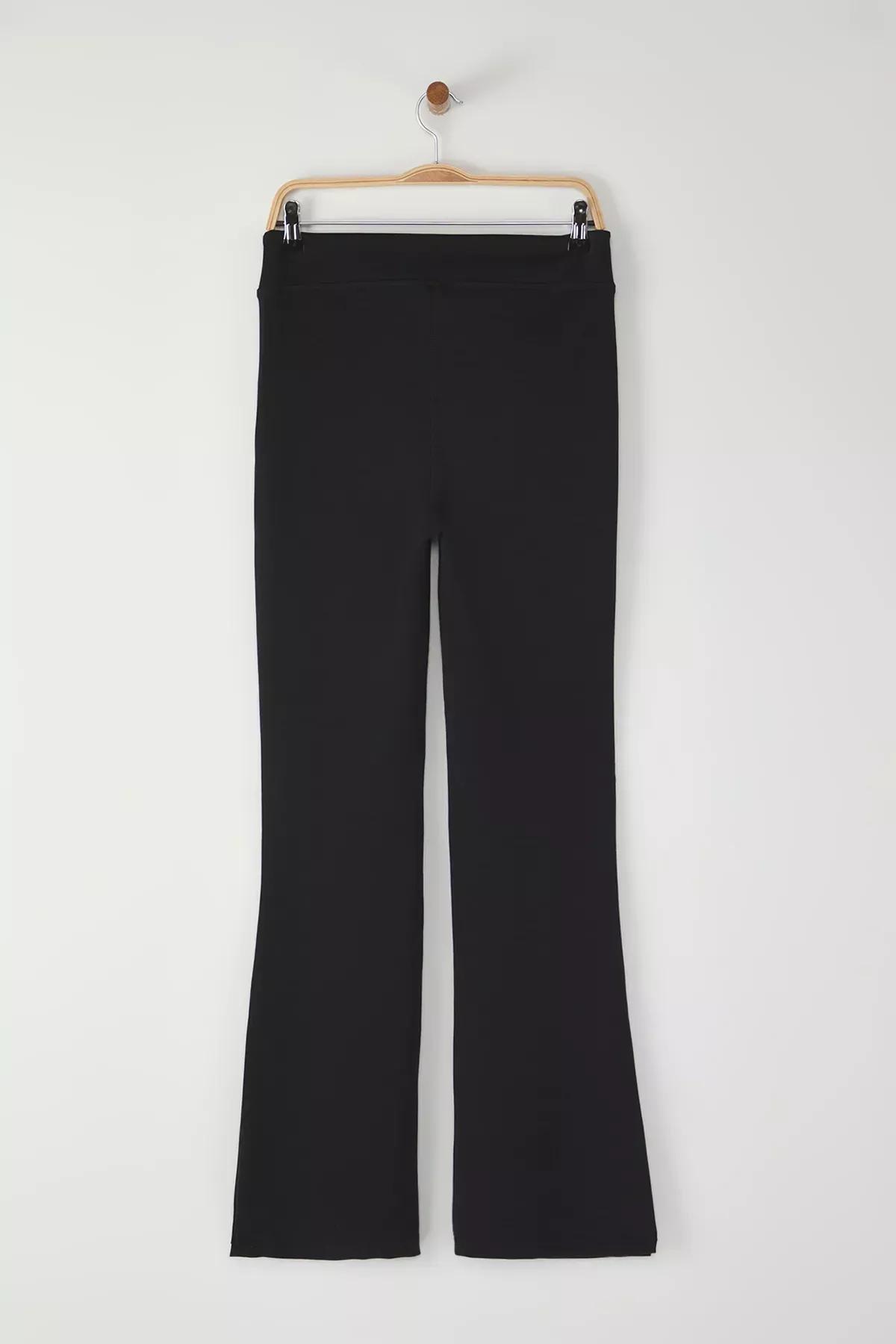Black Wide Leg Stretch Trousers, BLACK, large image number 5