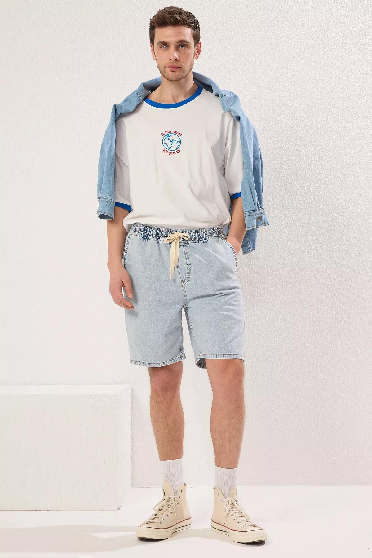 Blue Regular Shorts, LIGHT BLUE, medium
