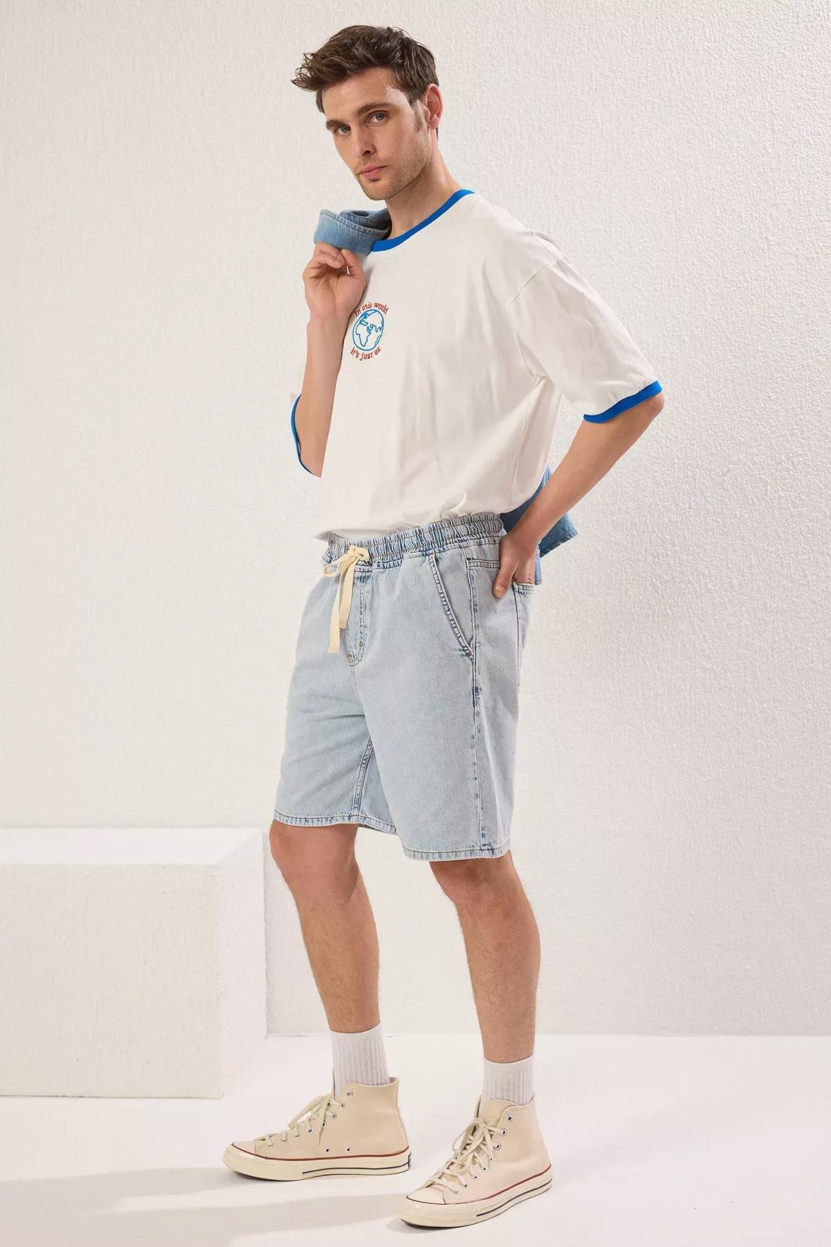 Blue Regular Shorts, LIGHT BLUE, large image number 2