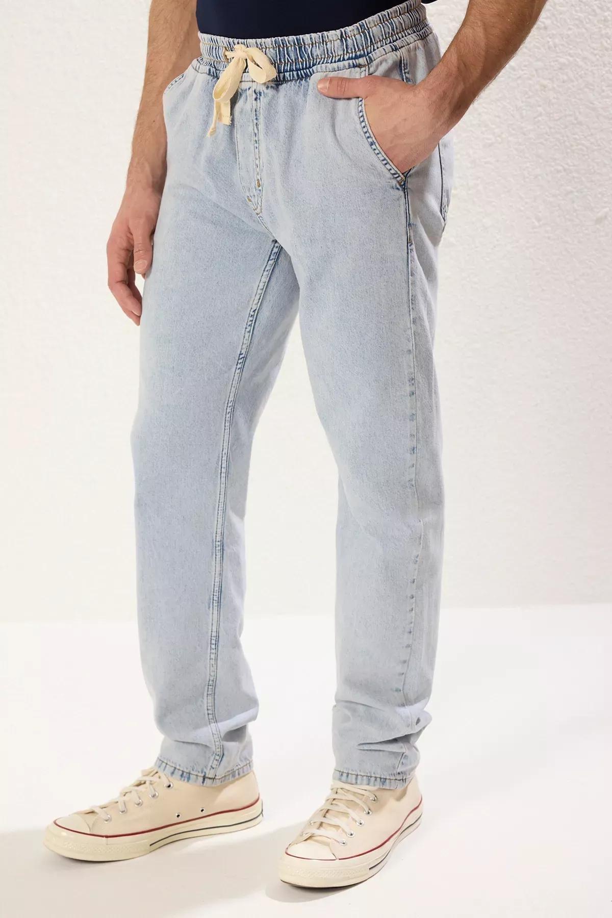 Blue Regular Thin Fabric Jeans, , large image number 0