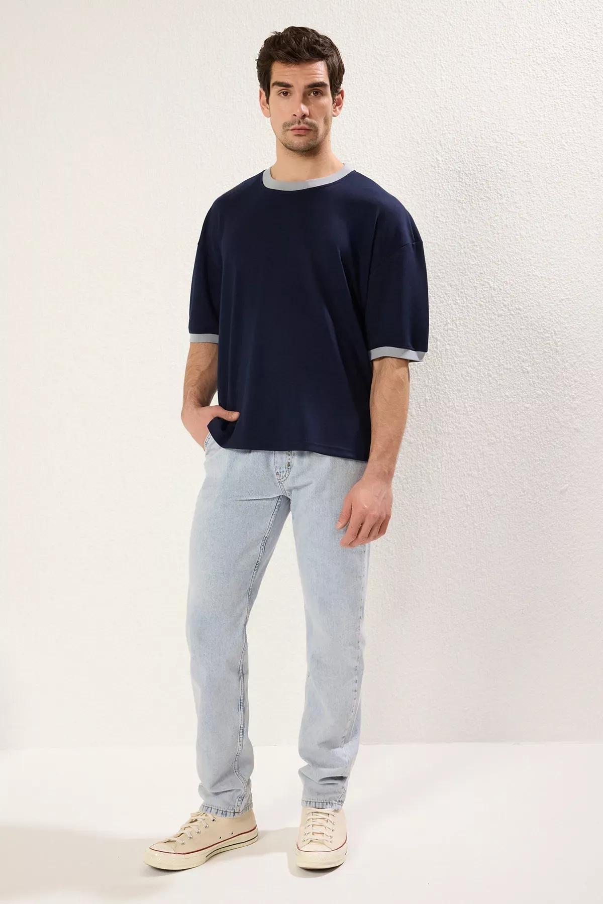 Blue Regular Thin Fabric Jeans, , large image number 1