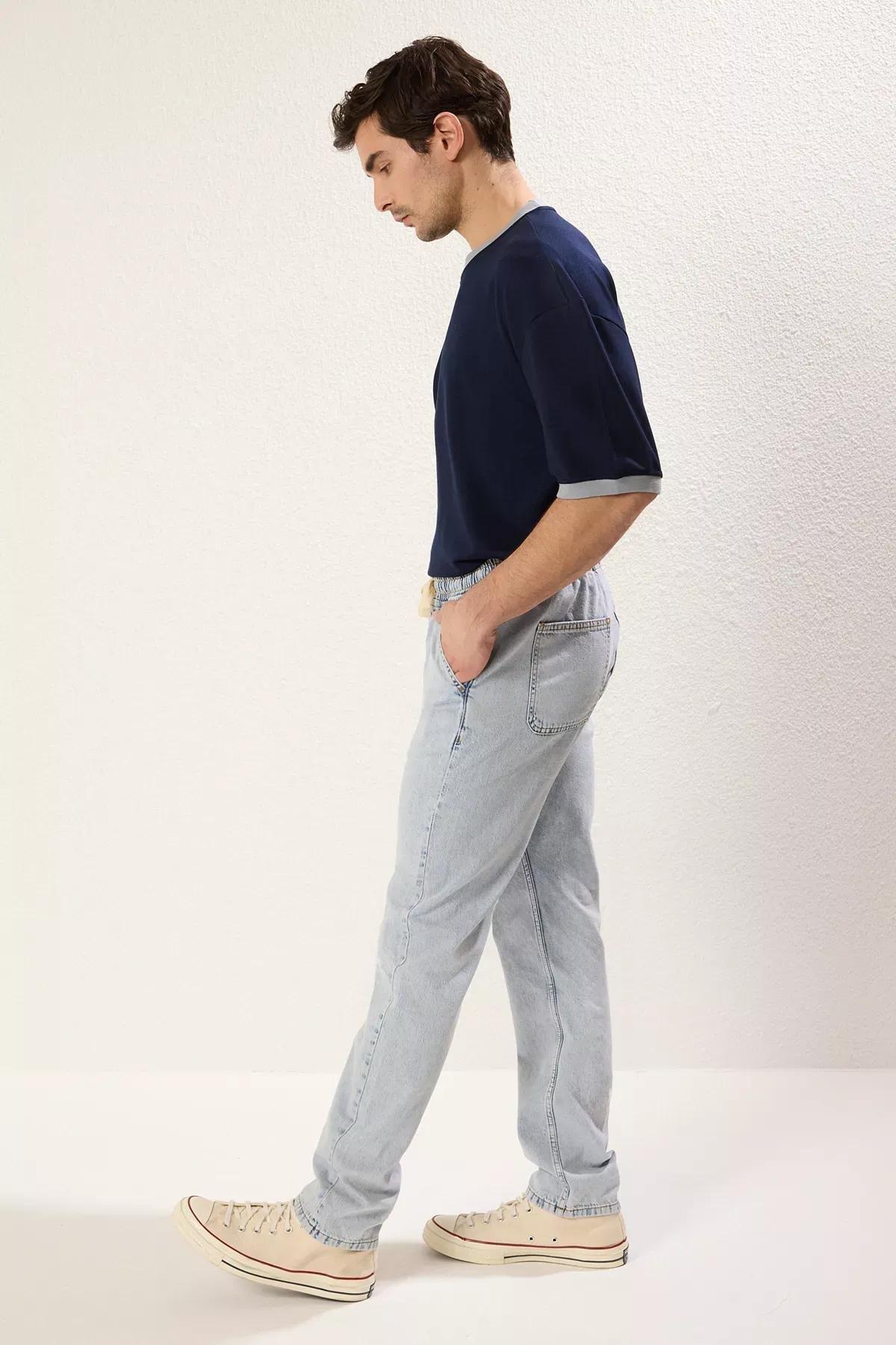 Blue Regular Thin Fabric Jeans, , large image number 2