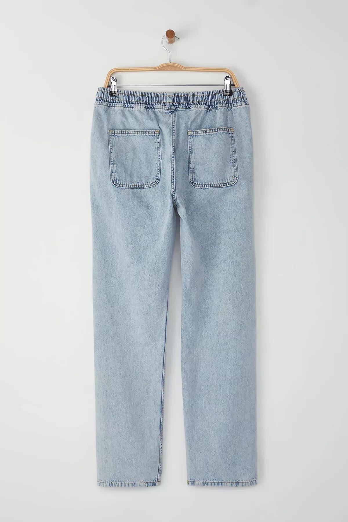 Blue Regular Thin Fabric Jeans, , large image number 7
