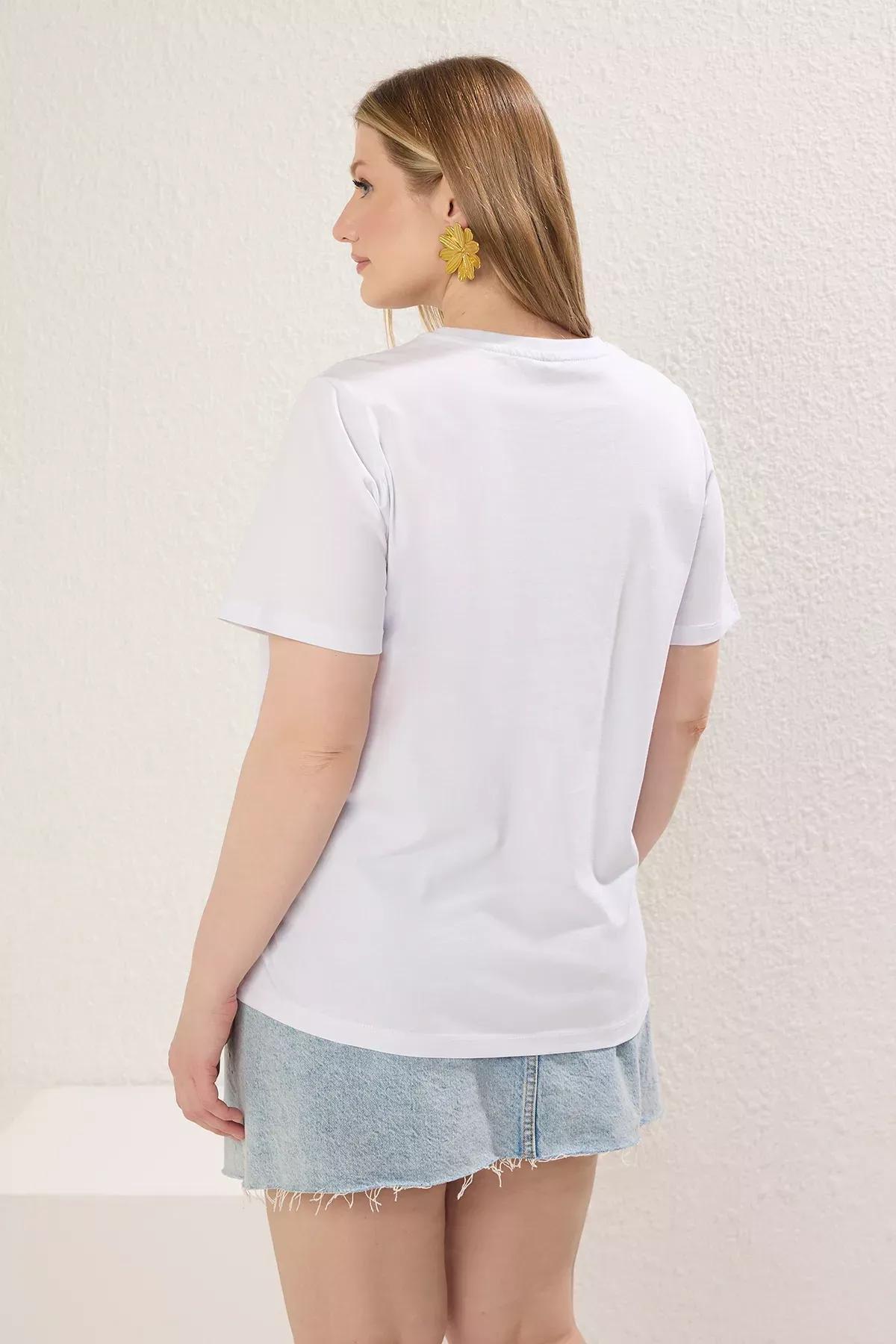 White Knitted Plus-Size T-Shirt, , large image number 3