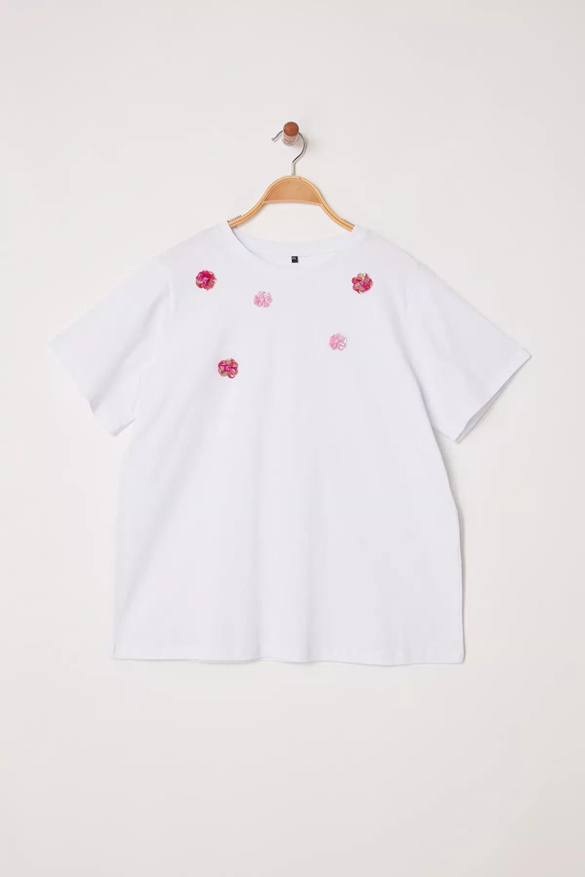 White Knitted Plus-Size T-Shirt, , large image number 4