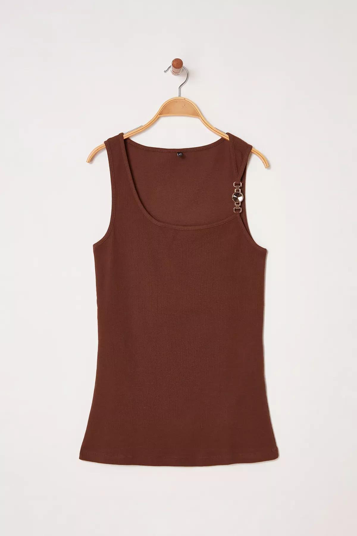 Brown Knitted Plus-Size Blouse, Brown, large image number 4