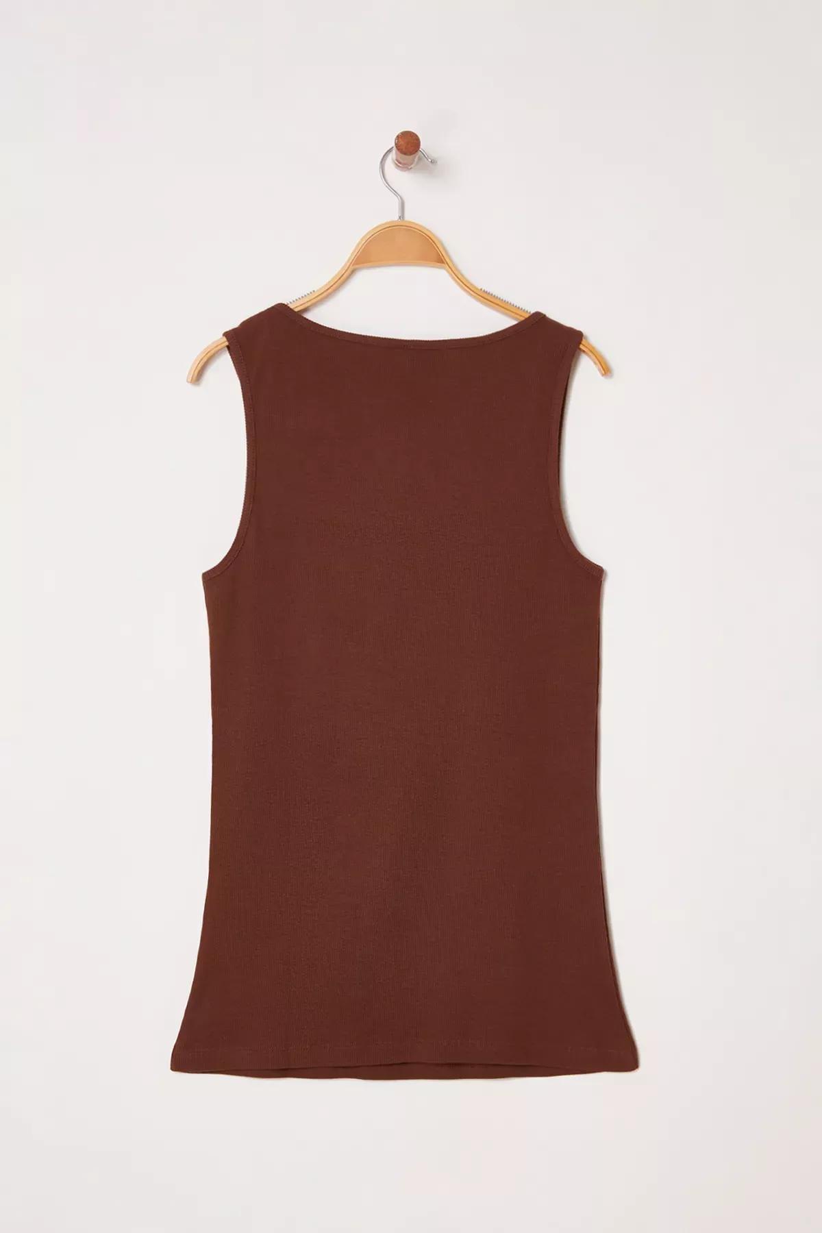 Brown Knitted Plus-Size Blouse, Brown, large image number 5