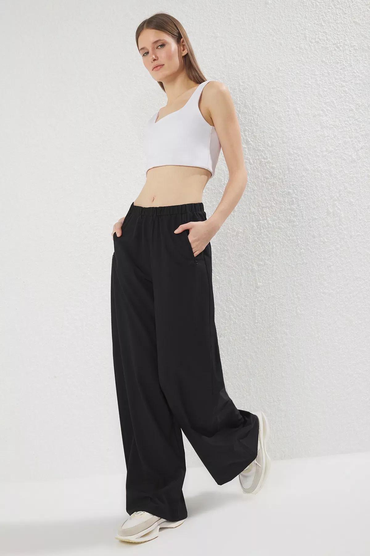 Black Zipped Pocket Sports Pants, , large image number 1
