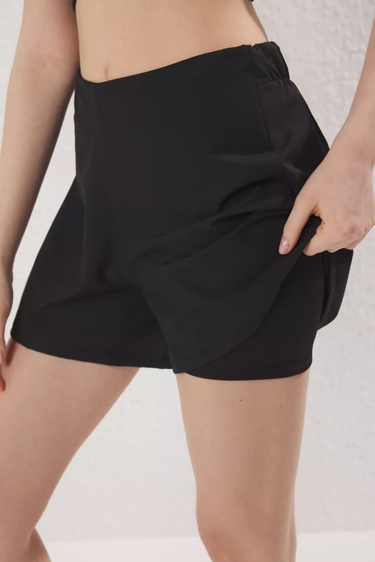 Black Layered Sports Shorts, , large image number 2