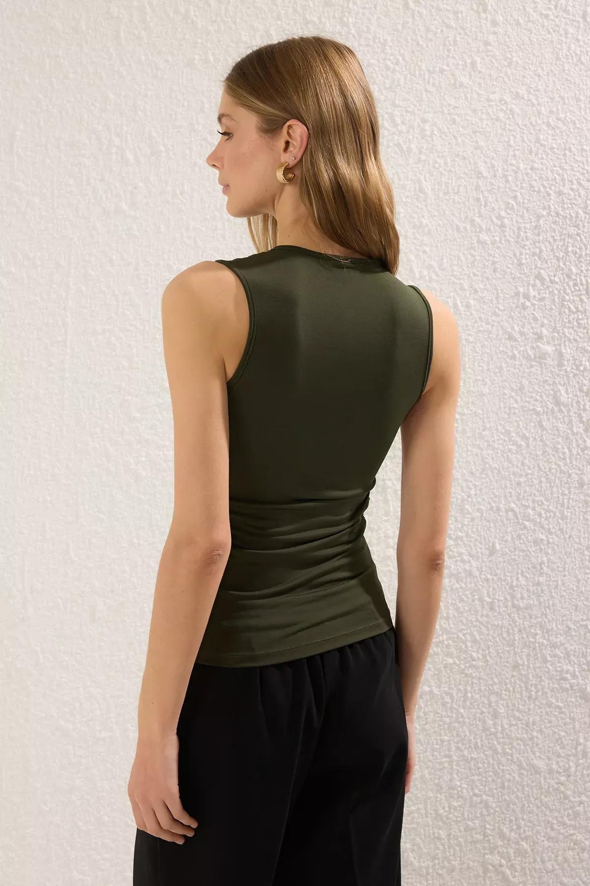 Green Cut Out Knit Blouse, , large image number 3