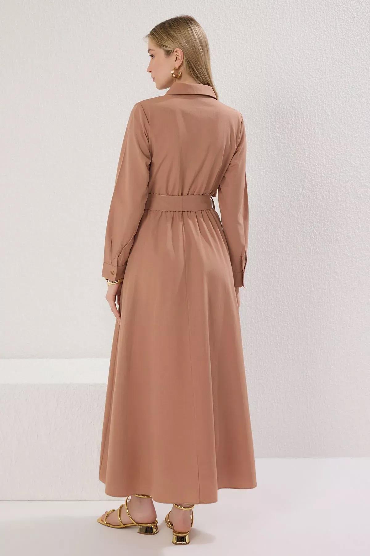 Brown Windbreaker Detail Woven Dress, , large image number 4