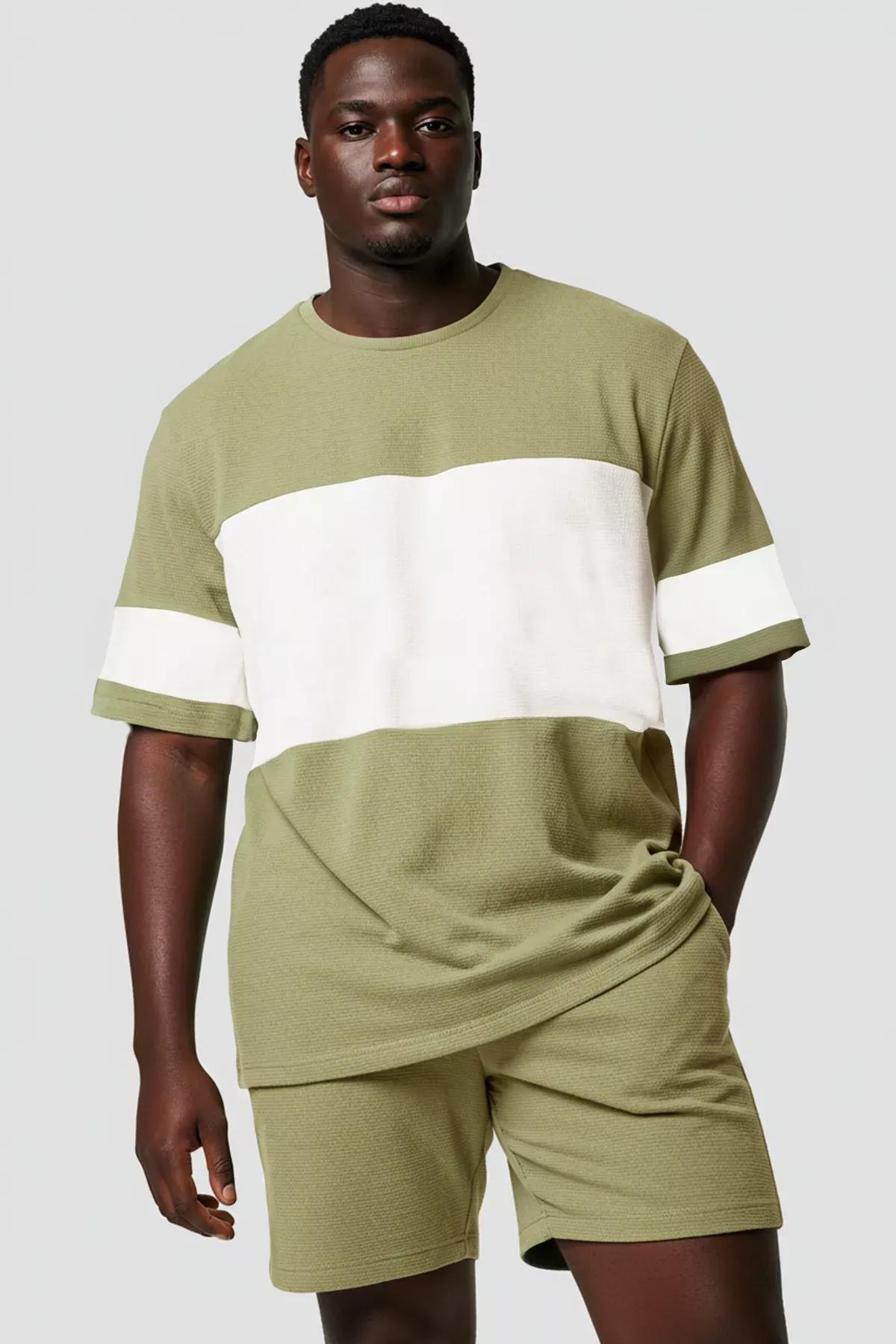 Green Plus-Size Oversized Textured T-Shirt, Mint, large image number 1
