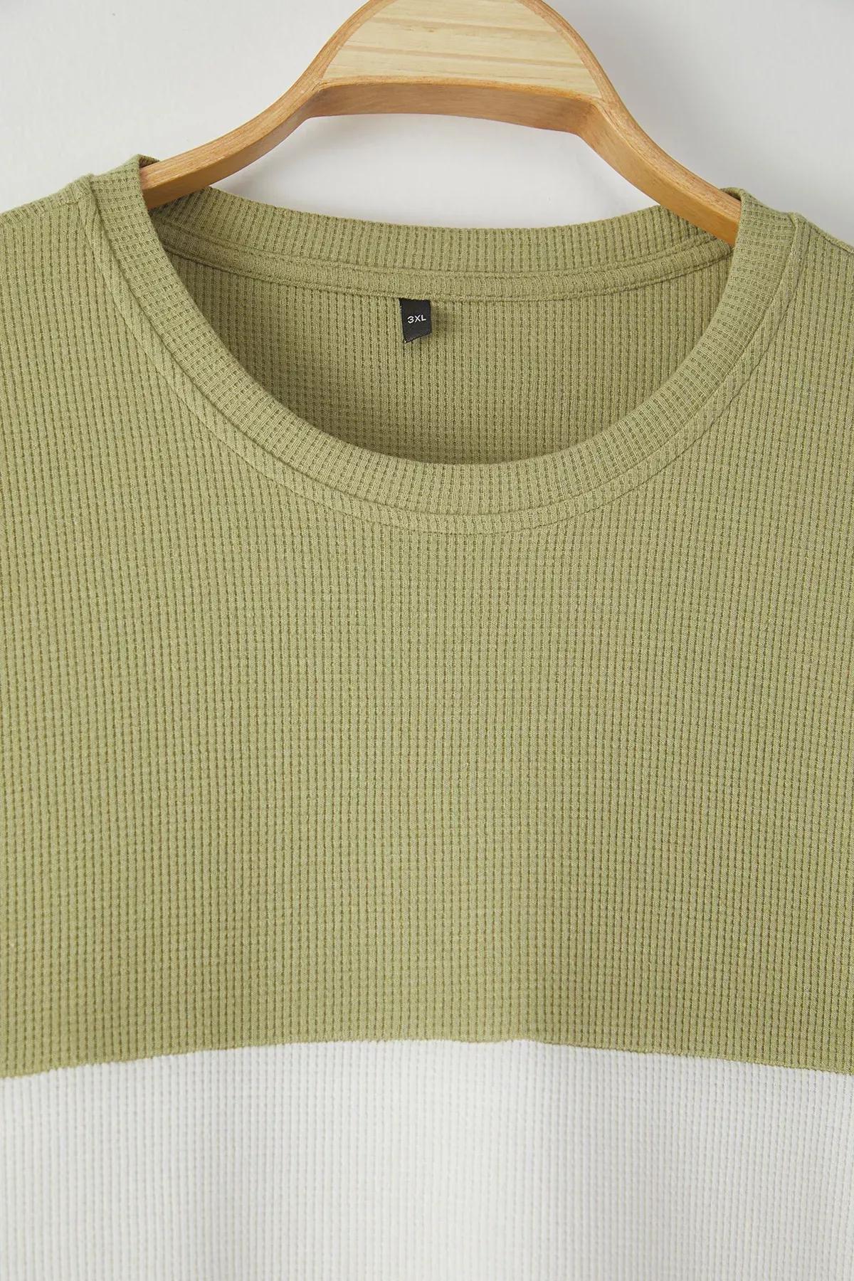 Green Plus-Size Oversized Textured T-Shirt, Mint, large image number 3