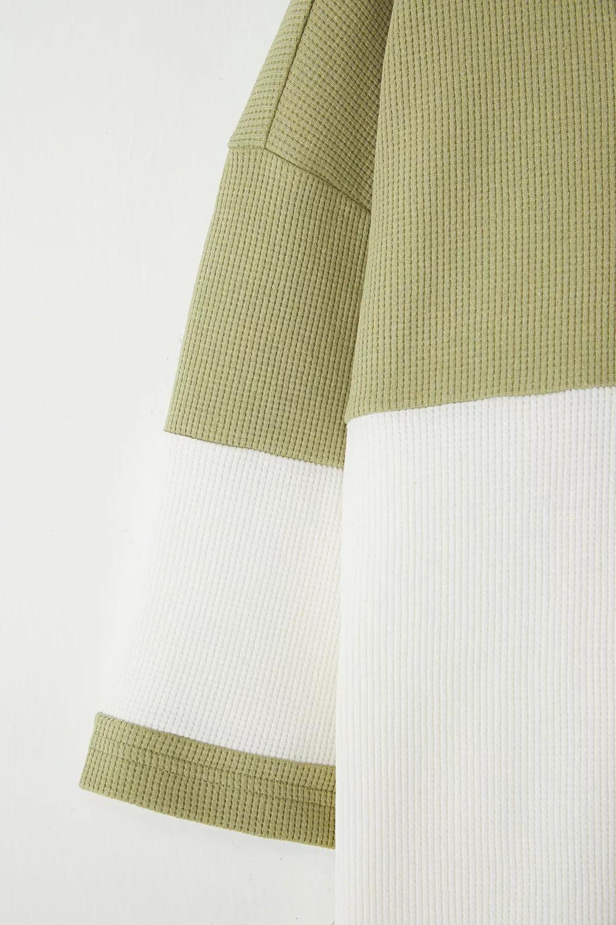 Green Plus-Size Oversized Textured T-Shirt, Mint, large image number 4