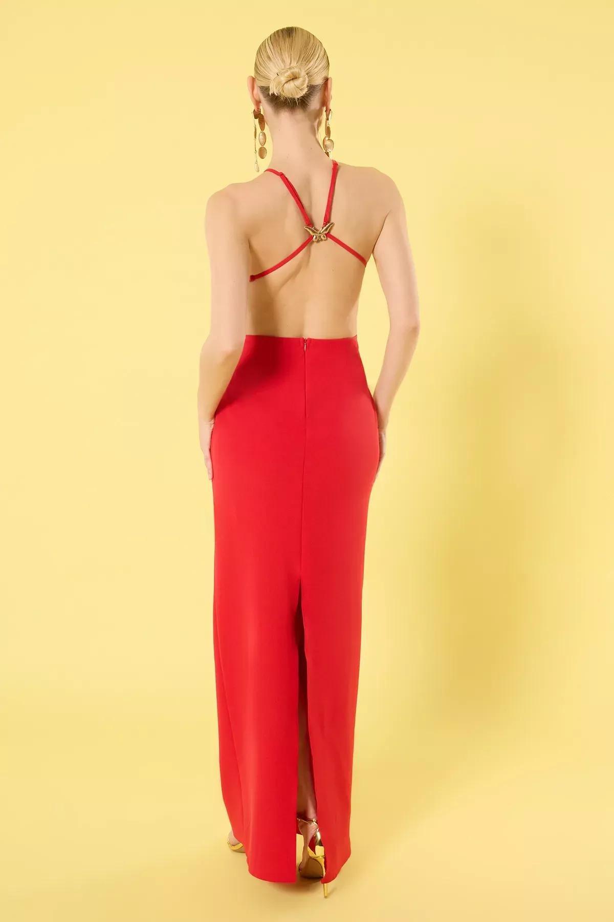 Accessory Detail Bodycon Formal Dress, Red, large image number 4